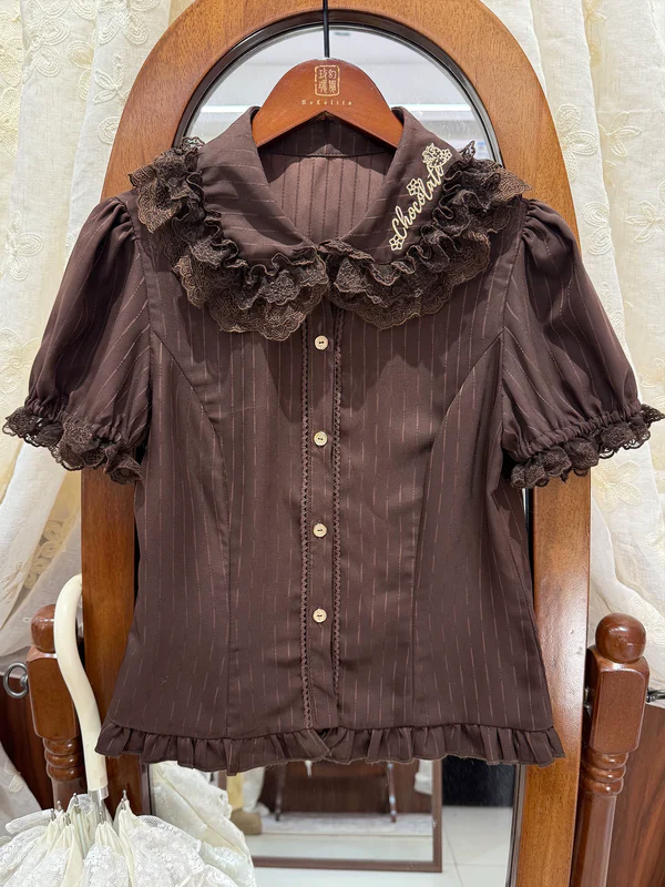 Strawberry Chocolate Lovers - Kawaii Lolita Embroidered Dress, Strawberry & Chocolate Print - Image 10