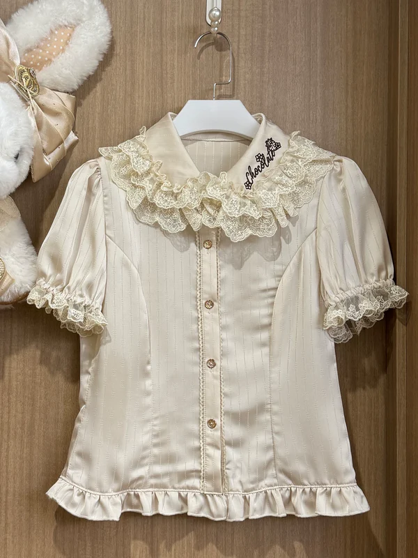 Strawberry Chocolate Lovers - Kawaii Lolita Embroidered Dress, Strawberry & Chocolate Print - Image 6