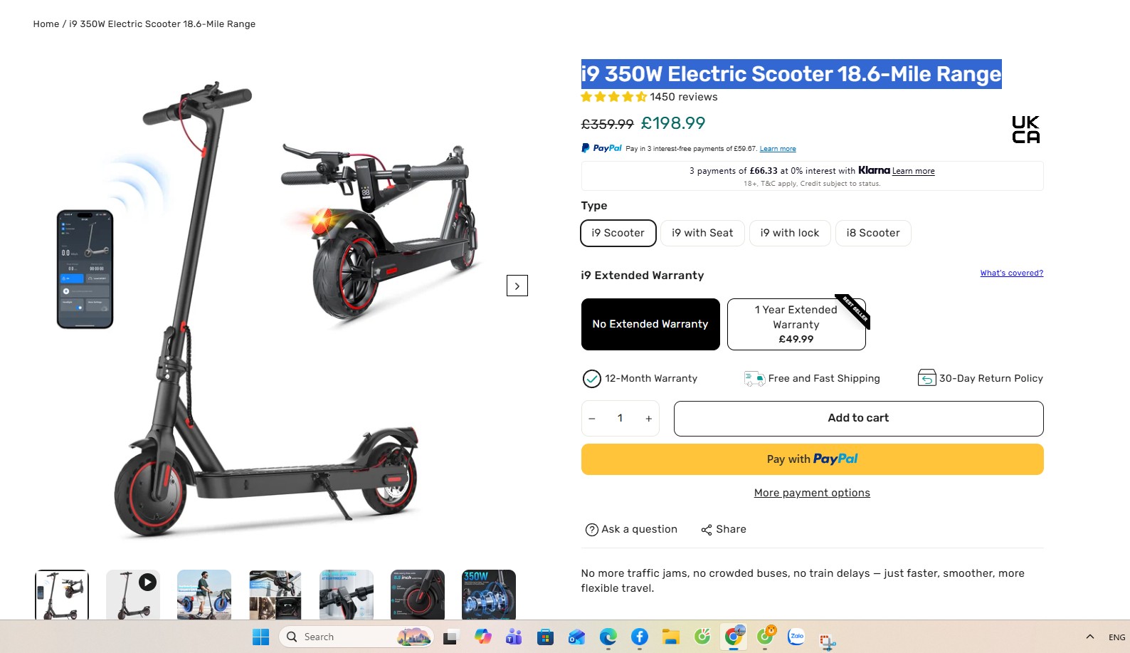 i9 350W Electric Scooter 18.6-Mile Range - Image 3