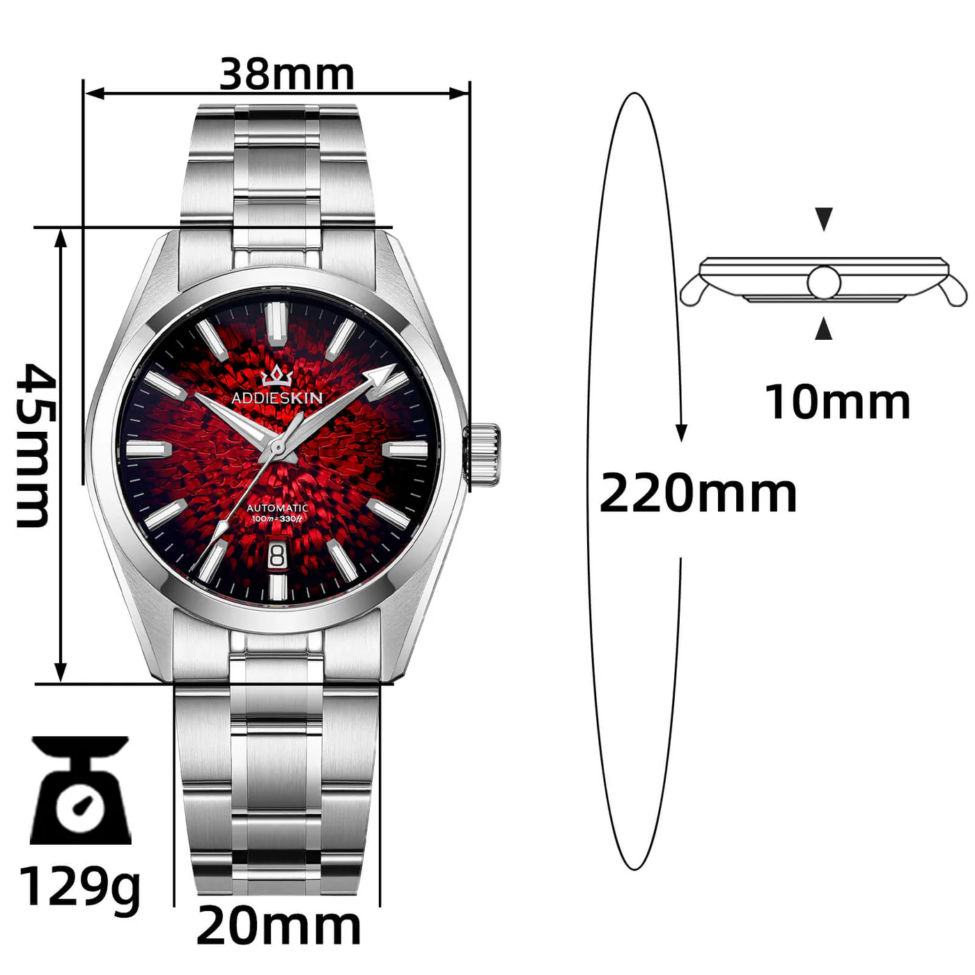 AddiesKIN 38mm Ice Crack Dial Miyota 9015 Men’s Watch K003 - Image 8