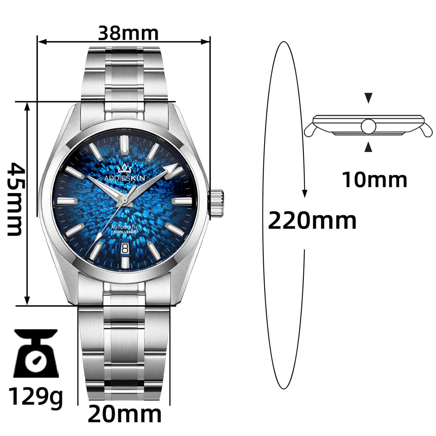 AddiesKIN 38mm Ice Crack Dial Miyota 9015 Men’s Watch K003 - Image 9