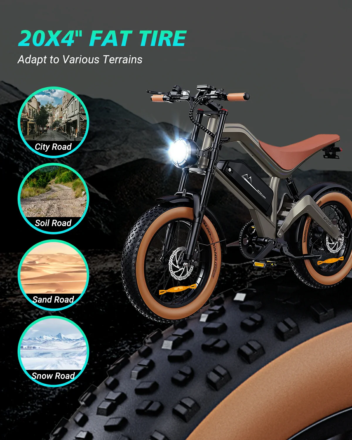 DYU M20 All-Terrain Long-Range Electric Bike - Image 8