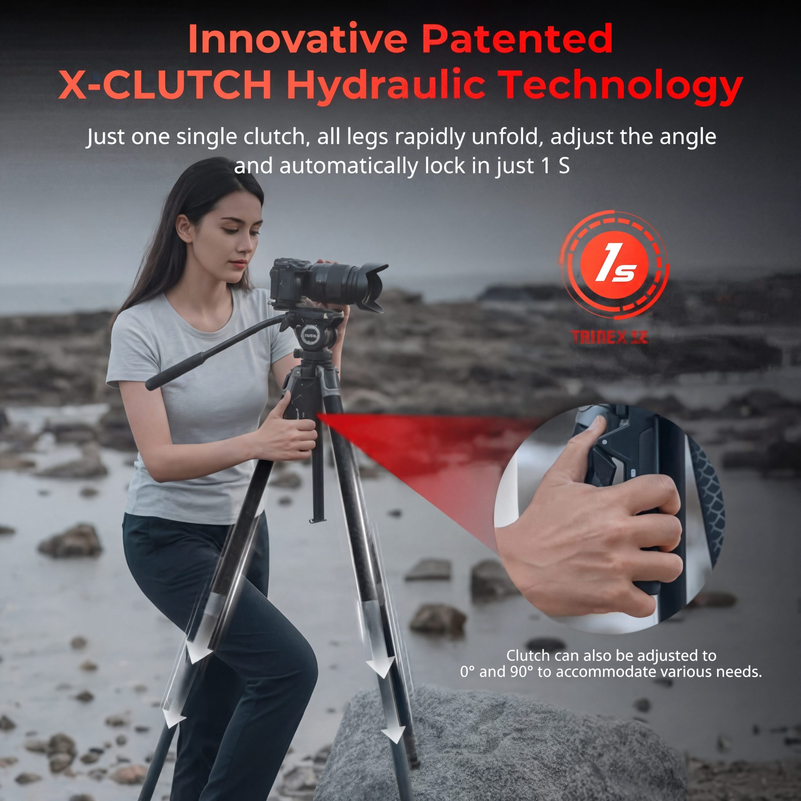 SmallRig x Potato Jet TRIBEX SE Tripod (166cm Height, 6kg Load) with Integrated Hydraulic Fluid Head - Image 9