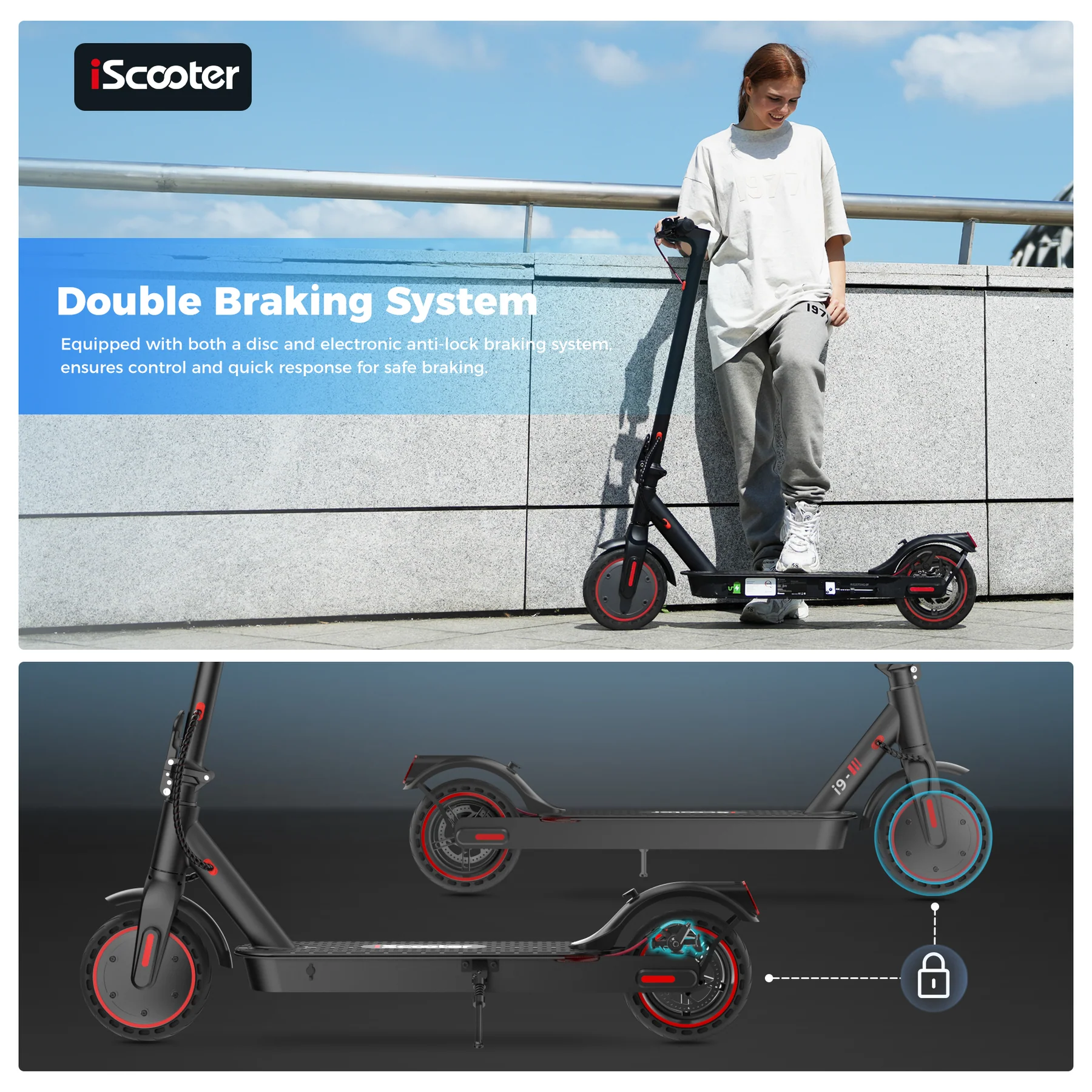 i9 350W Electric Scooter 18.6-Mile Range - Image 6