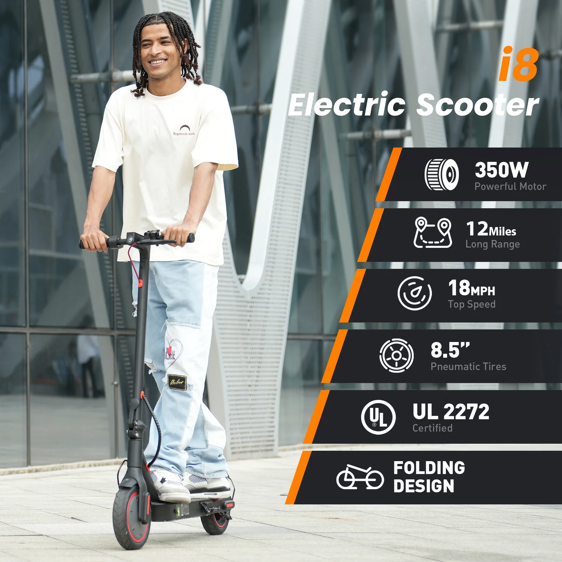 i9 350W Electric Scooter 18.6-Mile Range - Image 10