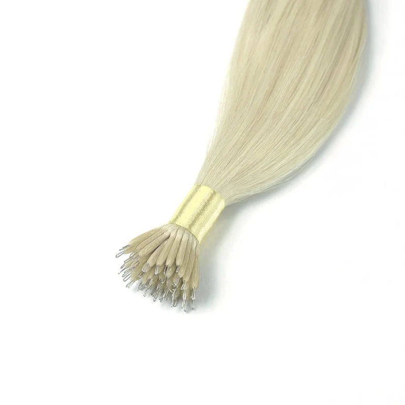 Ice Blonde Nano Ring Hair Extensions - Image 2