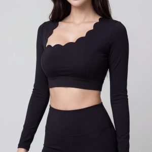 Asymmetrical Long Sleeve Crop Top